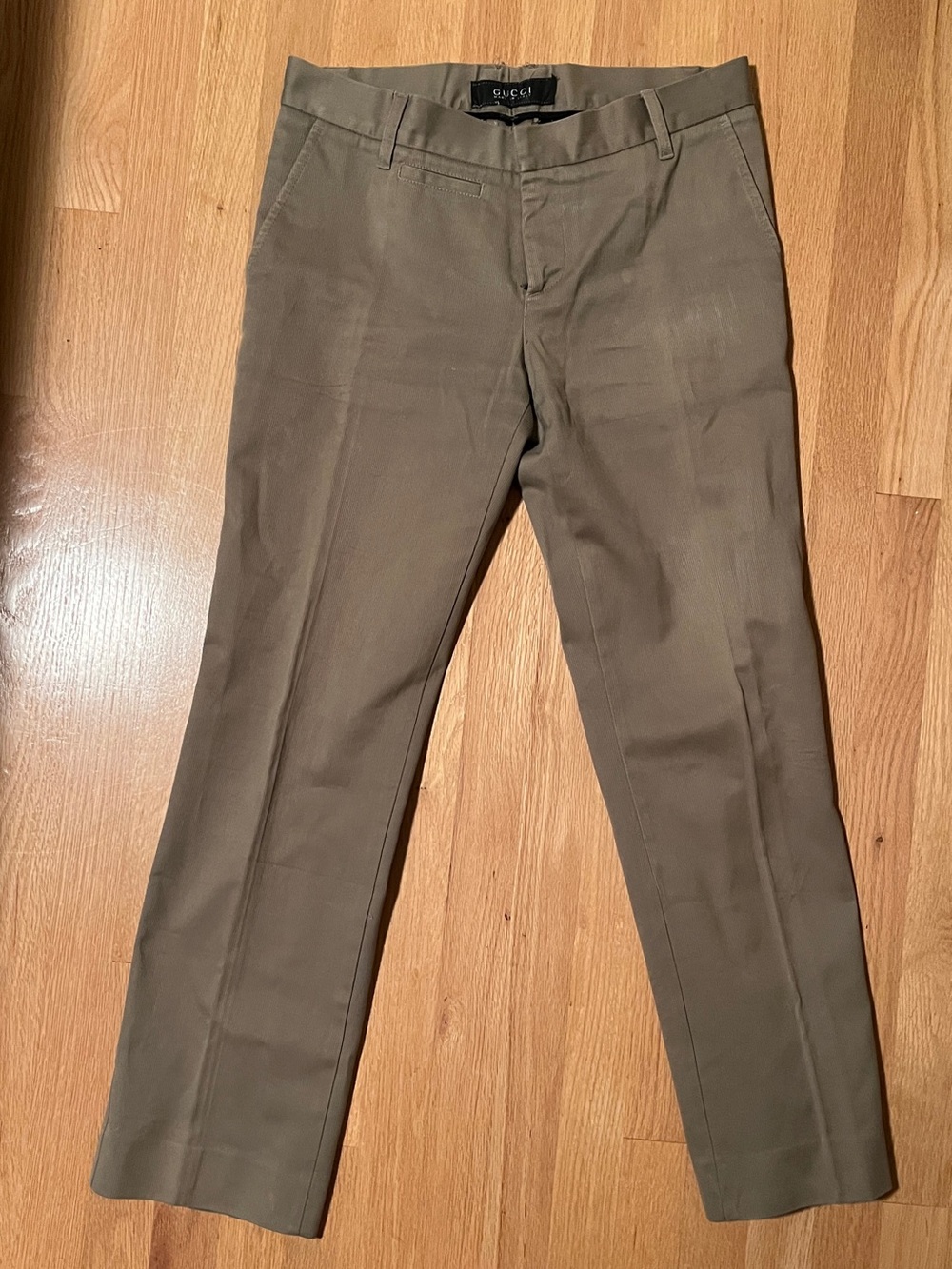 Men's Gucci 100% Cotton Canvas Pant With Thick Cuff Size 50 (tailored) Beige